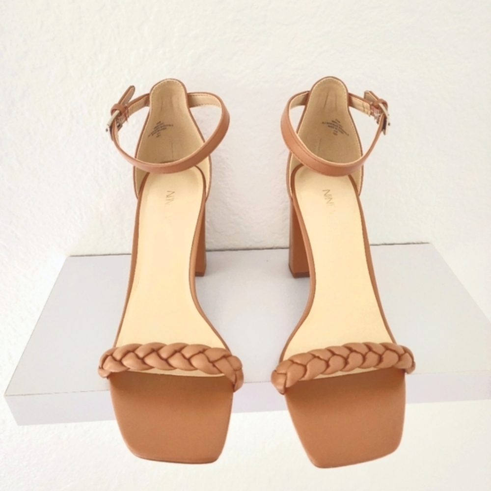 NINE WEST Women's Allha3 Braided Double Band Heel Sandals NIB. Size 8.5M - Picture 2 of 6
